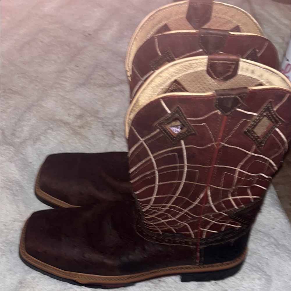 Brown Western Cowboy Boots           Justin Work Boots WK 4835  Size 13 D